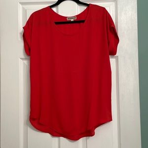 NWOT Pleione Red Pleated Short Sleeve Blouse Size Small